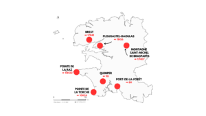 La carte du Finistère pendant la traversée du relai de la flamme olympique ©EwenSainty
